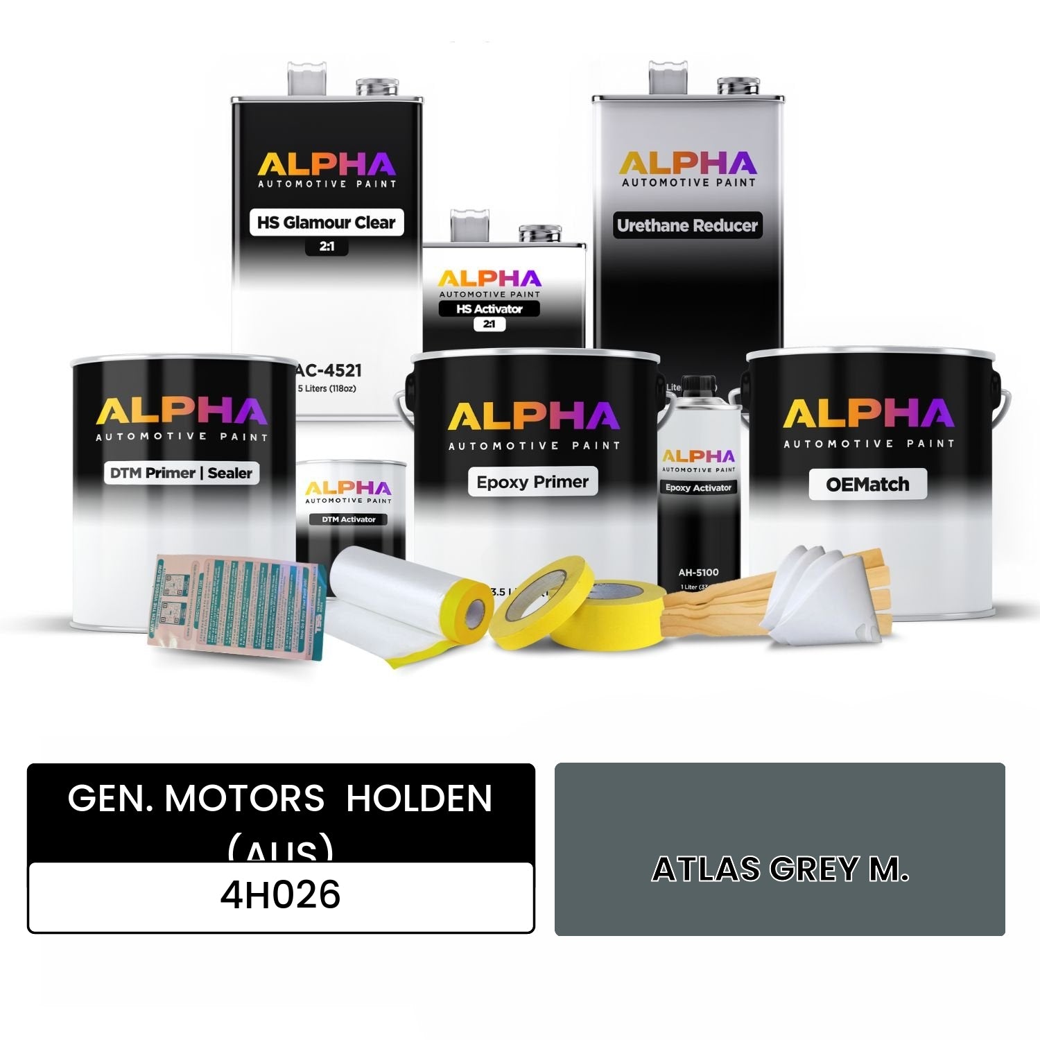 GEN. MOTORS  HOLDEN (AUS) ATLAS GREY M. 4H026 OEMatch Vehicle Paint Kit