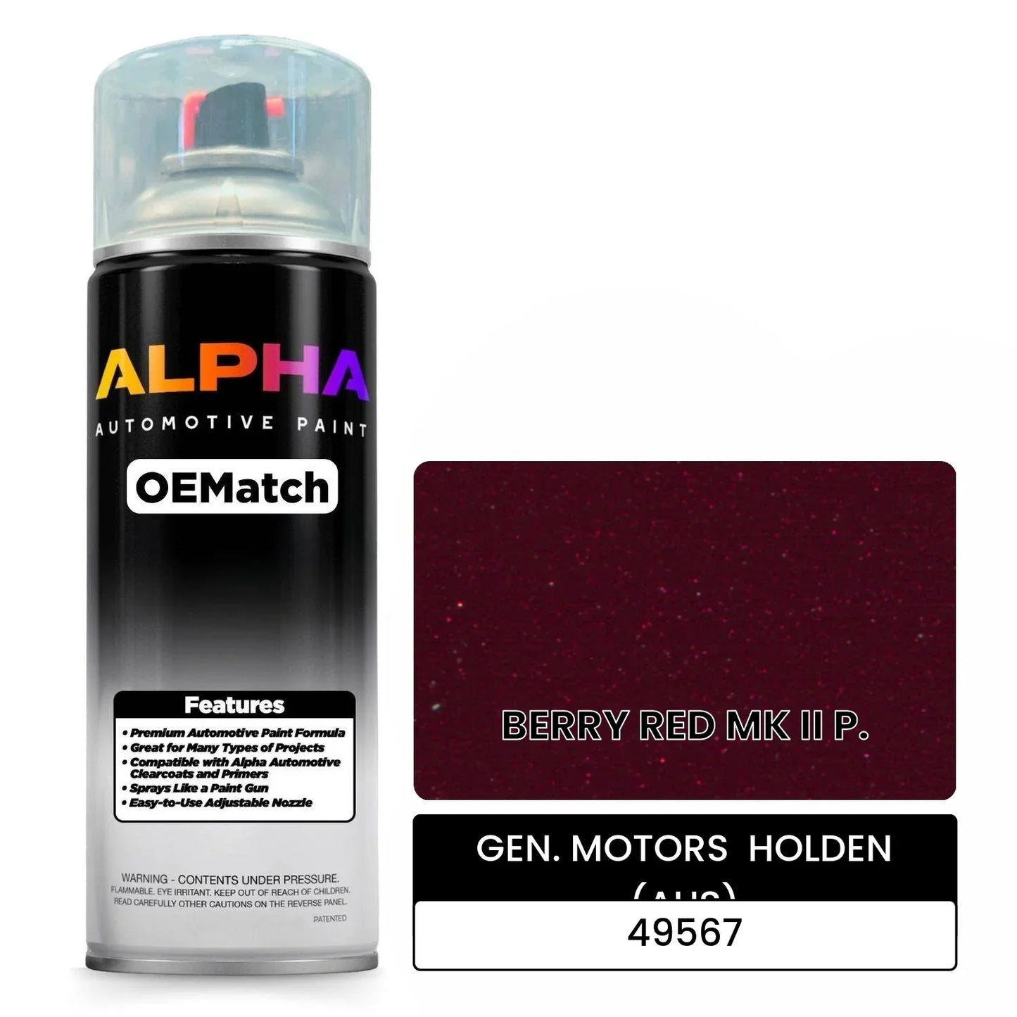 GEN. MOTORS  HOLDEN (AUS) BERRY RED MK II P. 49567 OEMatch Spraycan