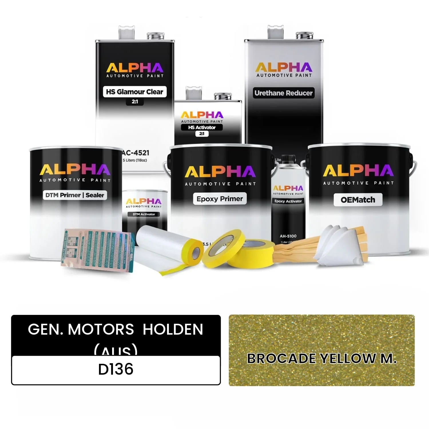 GEN. MOTORS  HOLDEN (AUS) BROCADE YELLOW M. D136 OEMatch Vehicle Paint Kit