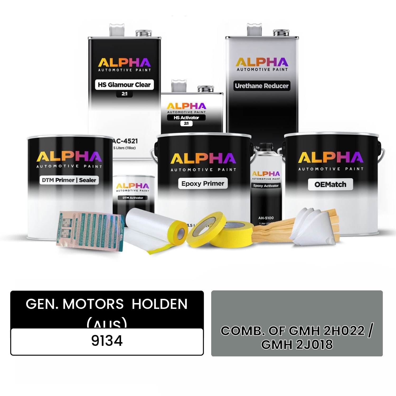 GEN. MOTORS  HOLDEN (AUS) COMB. OF GMH 2H022 / GMH 2J018 9134 OEMatch Vehicle Paint Kit