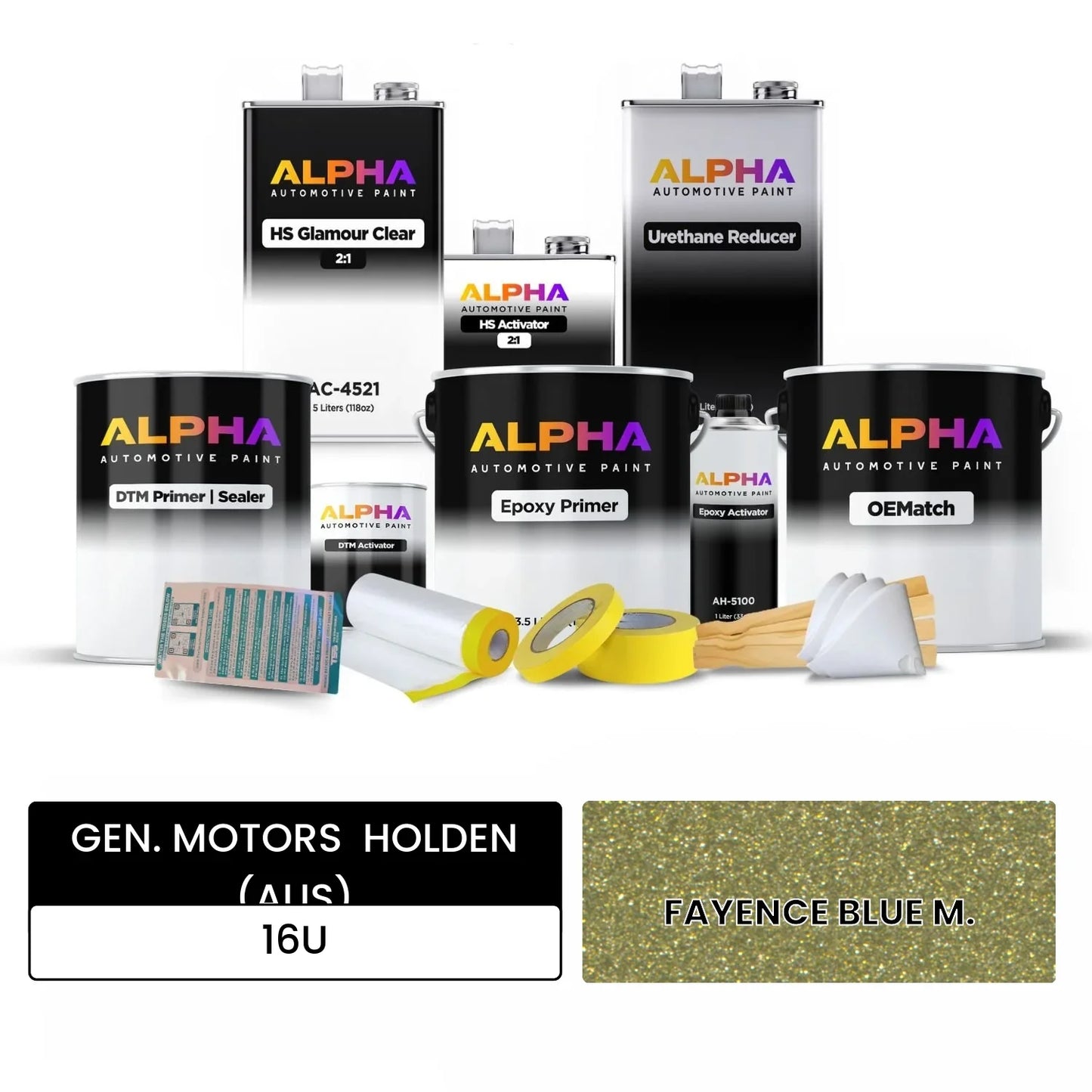 GEN. MOTORS  HOLDEN (AUS) FAYENCE BLUE M. 16U OEMatch Vehicle Paint Kit