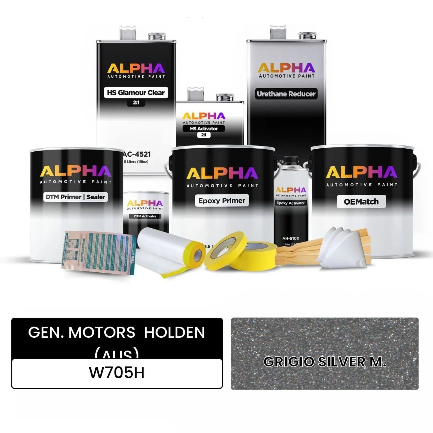 GEN. MOTORS  HOLDEN (AUS) GRIGIO SILVER M. W705H OEMatch Vehicle Paint Kit