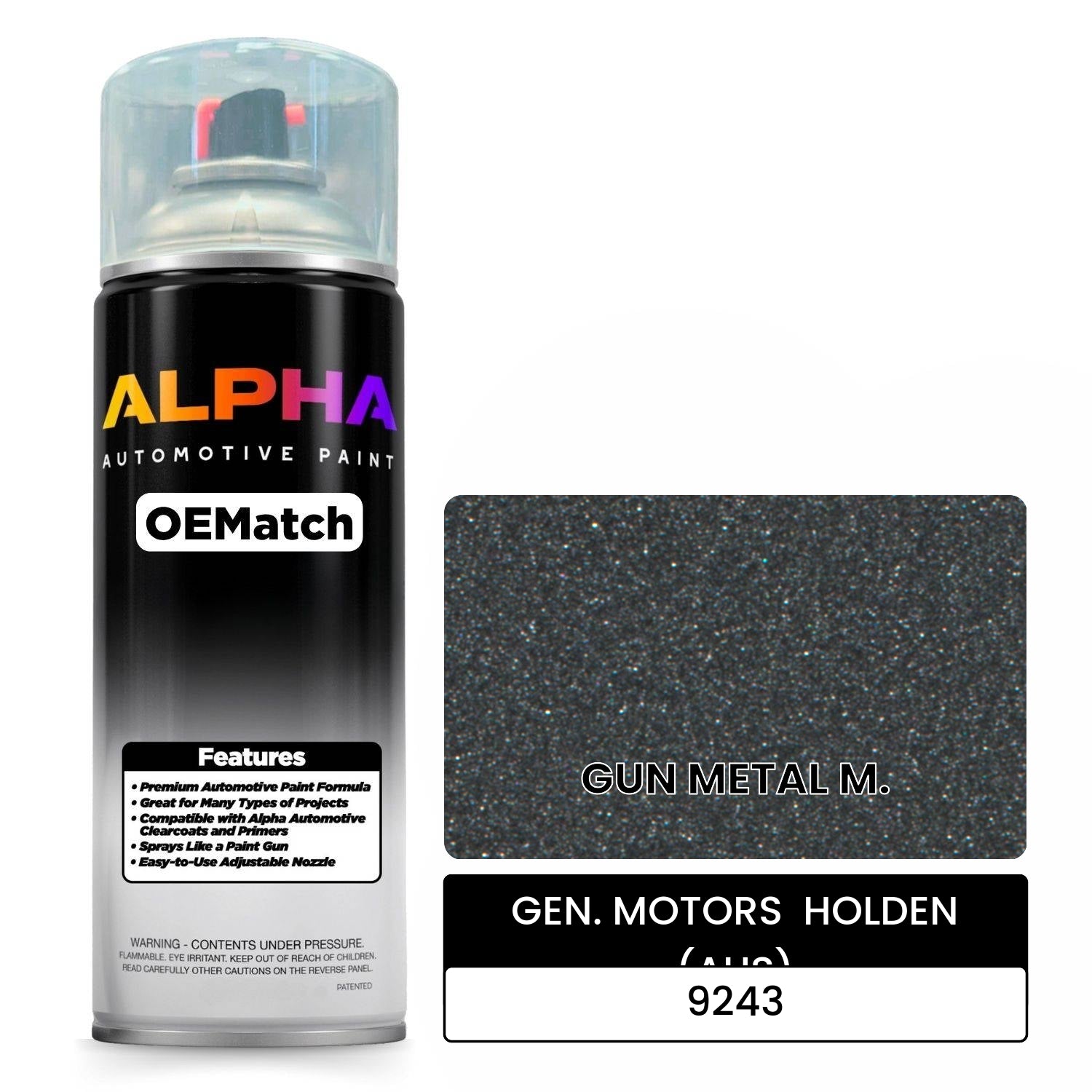 GEN. MOTORS  HOLDEN (AUS) GUN METAL M. 9243 OEMatch Spraycan