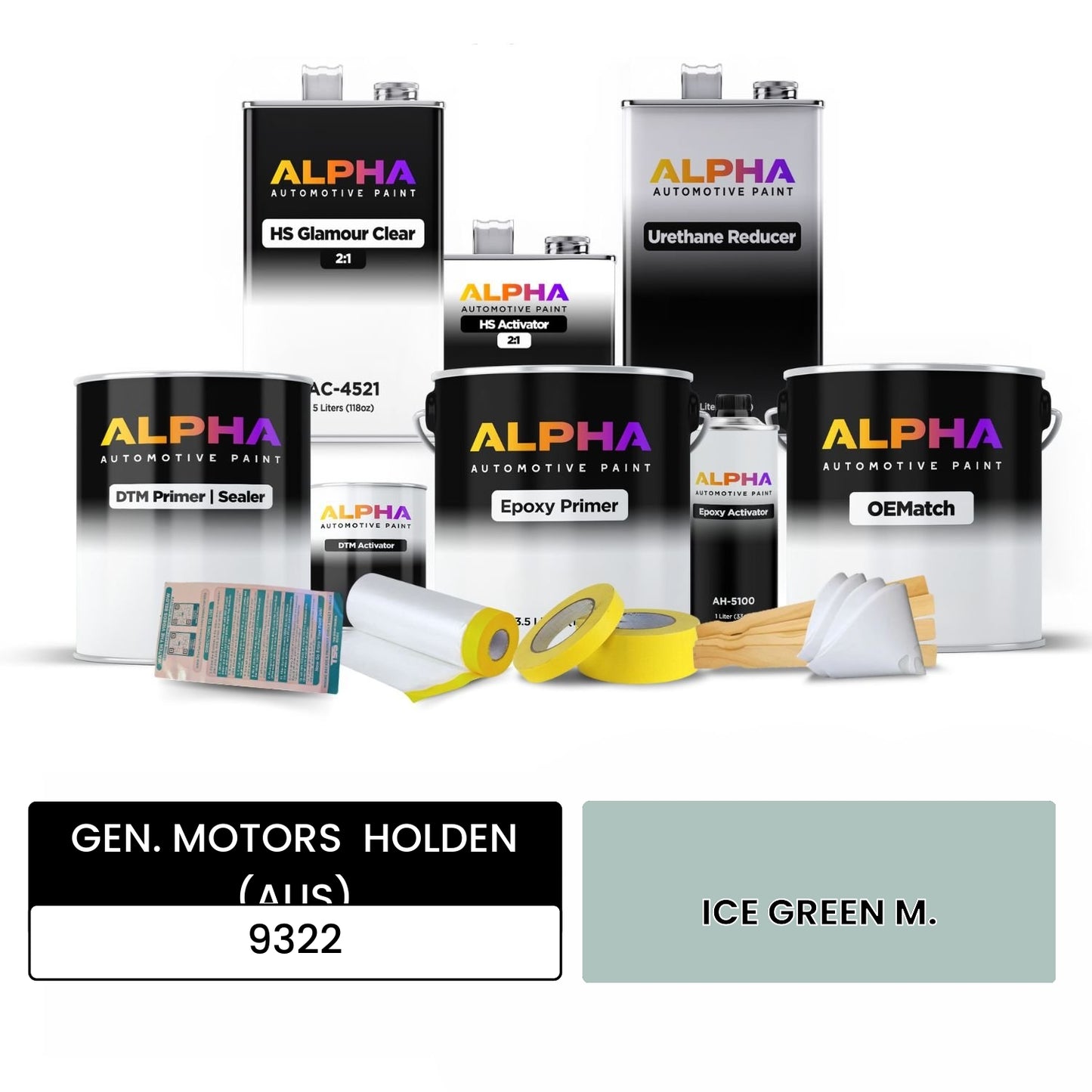 GEN. MOTORS  HOLDEN (AUS) ICE GREEN M. 9322 OEMatch Vehicle Paint Kit
