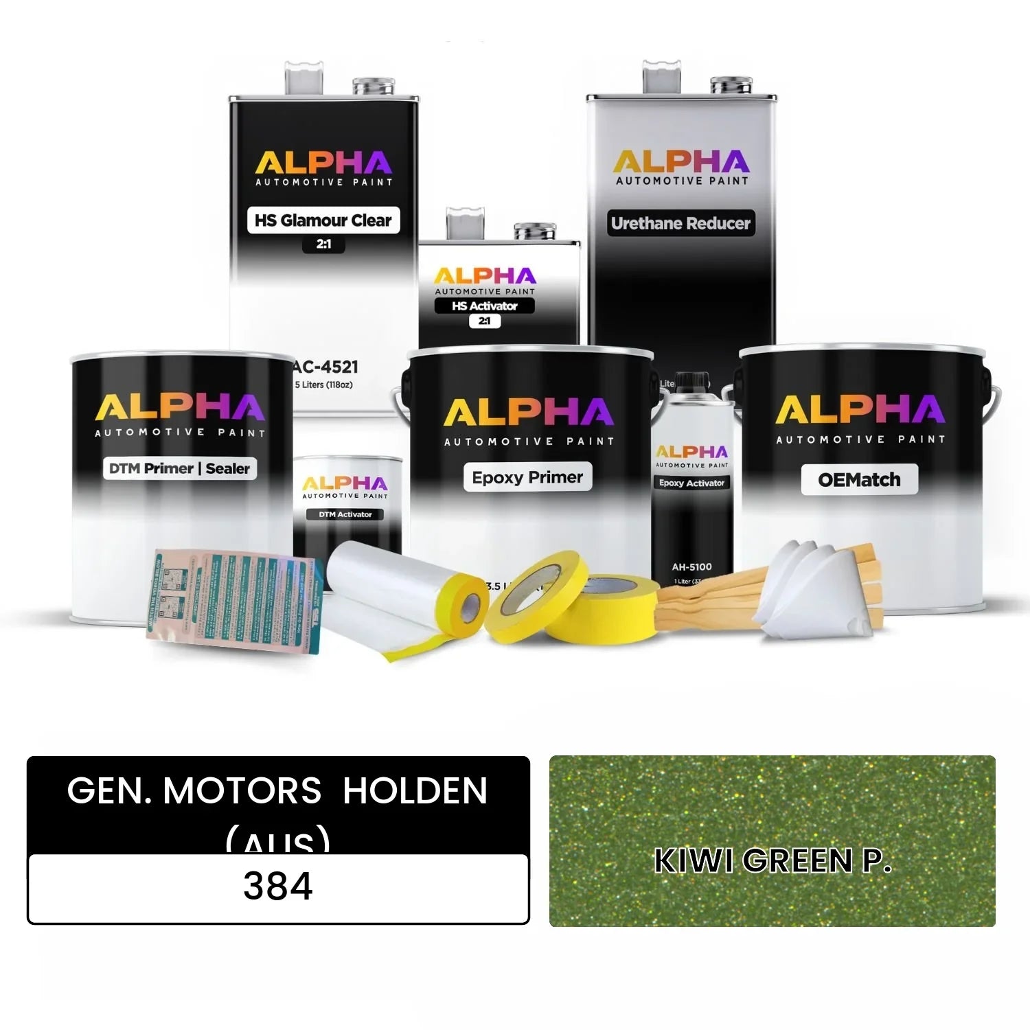 GEN. MOTORS  HOLDEN (AUS) KIWI GREEN P. 384 OEMatch Vehicle Paint Kit
