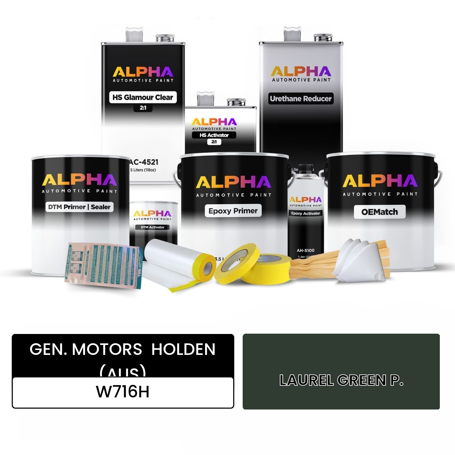 GEN. MOTORS  HOLDEN (AUS) LAUREL GREEN P. W716H OEMatch Vehicle Paint Kit