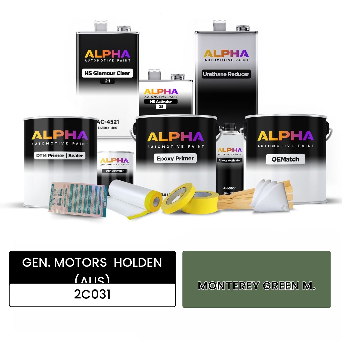 GEN. MOTORS  HOLDEN (AUS) MONTEREY GREEN M. 2C031 OEMatch Vehicle Paint Kit