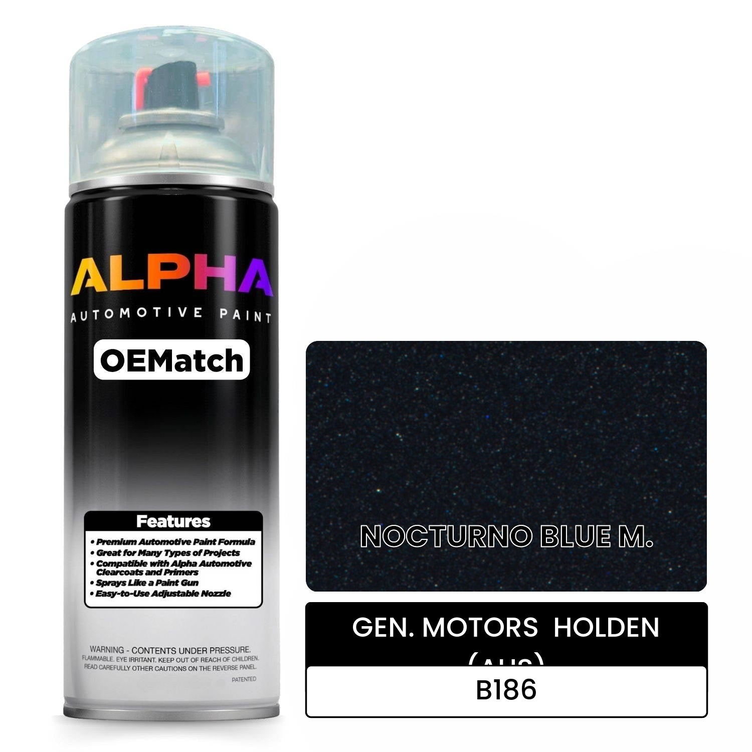 GEN. MOTORS  HOLDEN (AUS) NOCTURNO BLUE M. B186 OEMatch Spraycan