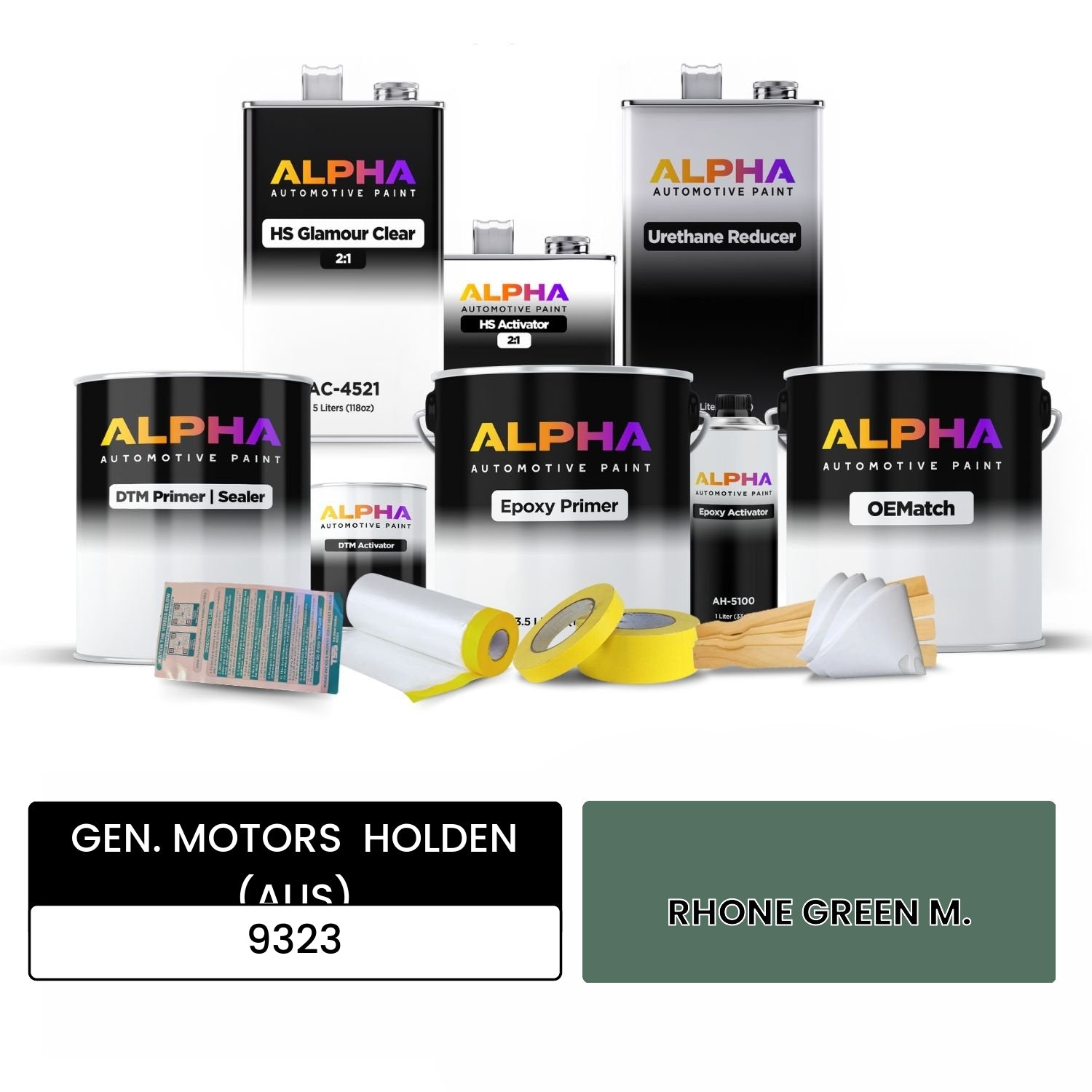 GEN. MOTORS  HOLDEN (AUS) RHONE GREEN M. 9323 OEMatch Vehicle Paint Kit
