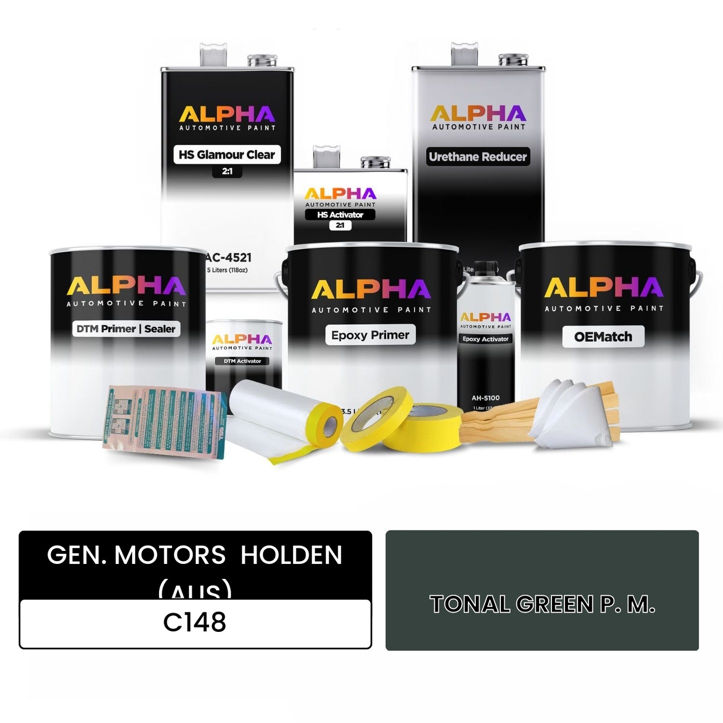 GEN. MOTORS  HOLDEN (AUS) TONAL GREEN P. M. C148 OEMatch Vehicle Paint Kit