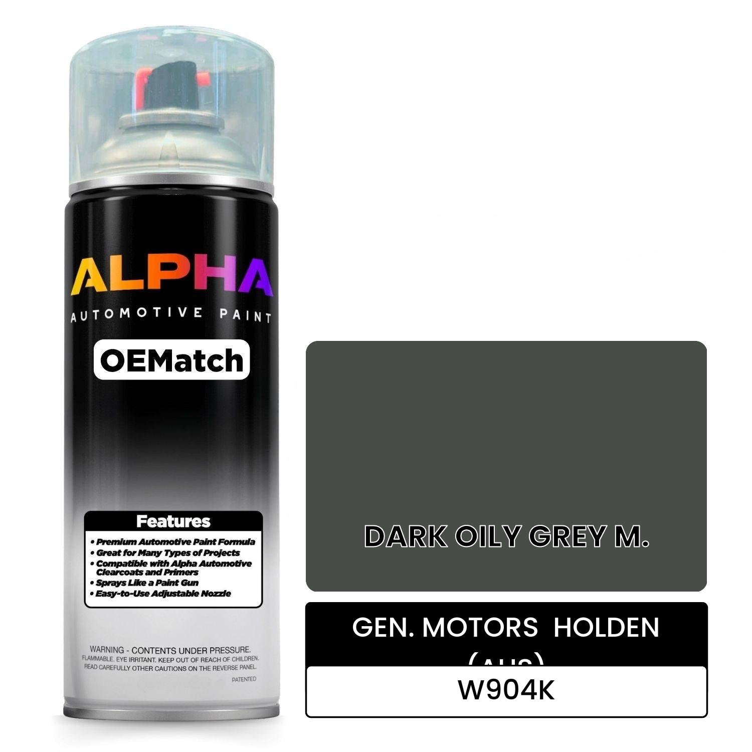 GEN. MOTORS  HOLDEN (AUS) DARK OILY GREY M. W904K OEMatch Spraycan