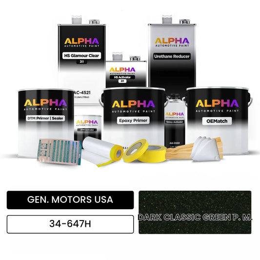 GEN. MOTORS USA DARK CLASSIC GREEN P. M. 34-647H OEMatch Vehicle Paint Kit