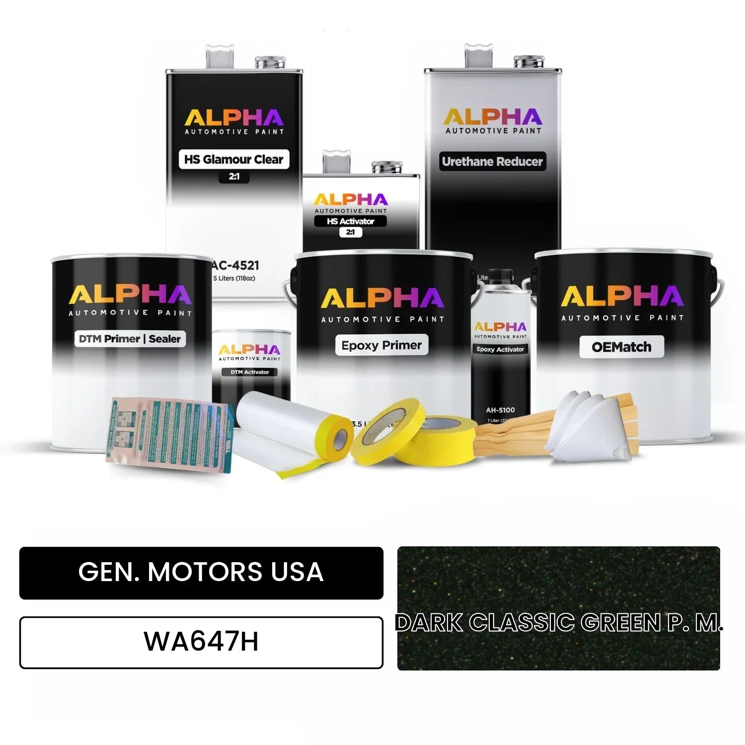 GEN. MOTORS USA DARK CLASSIC GREEN P. M. WA647H OEMatch Vehicle Paint Kit