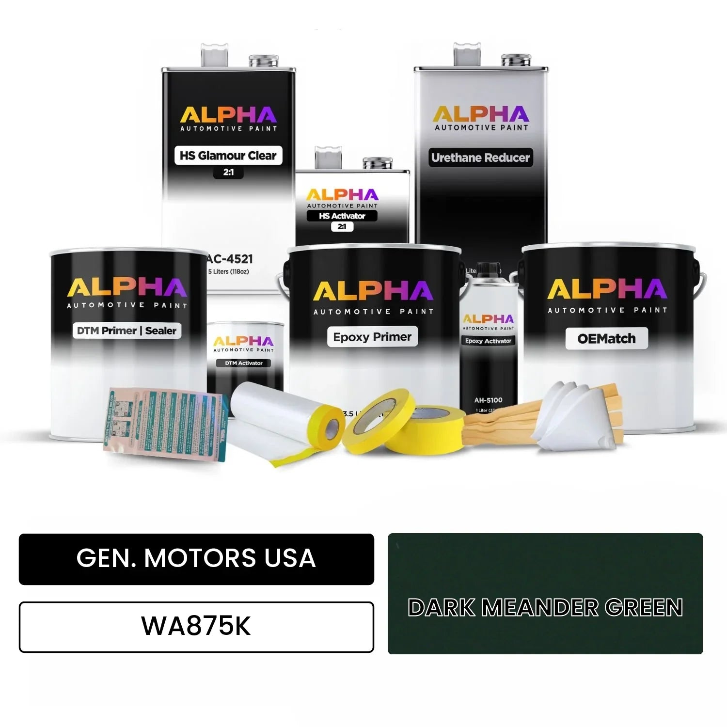 GEN. MOTORS USA DARK MEANDER GREEN WA875K OEMatch Vehicle Paint Kit