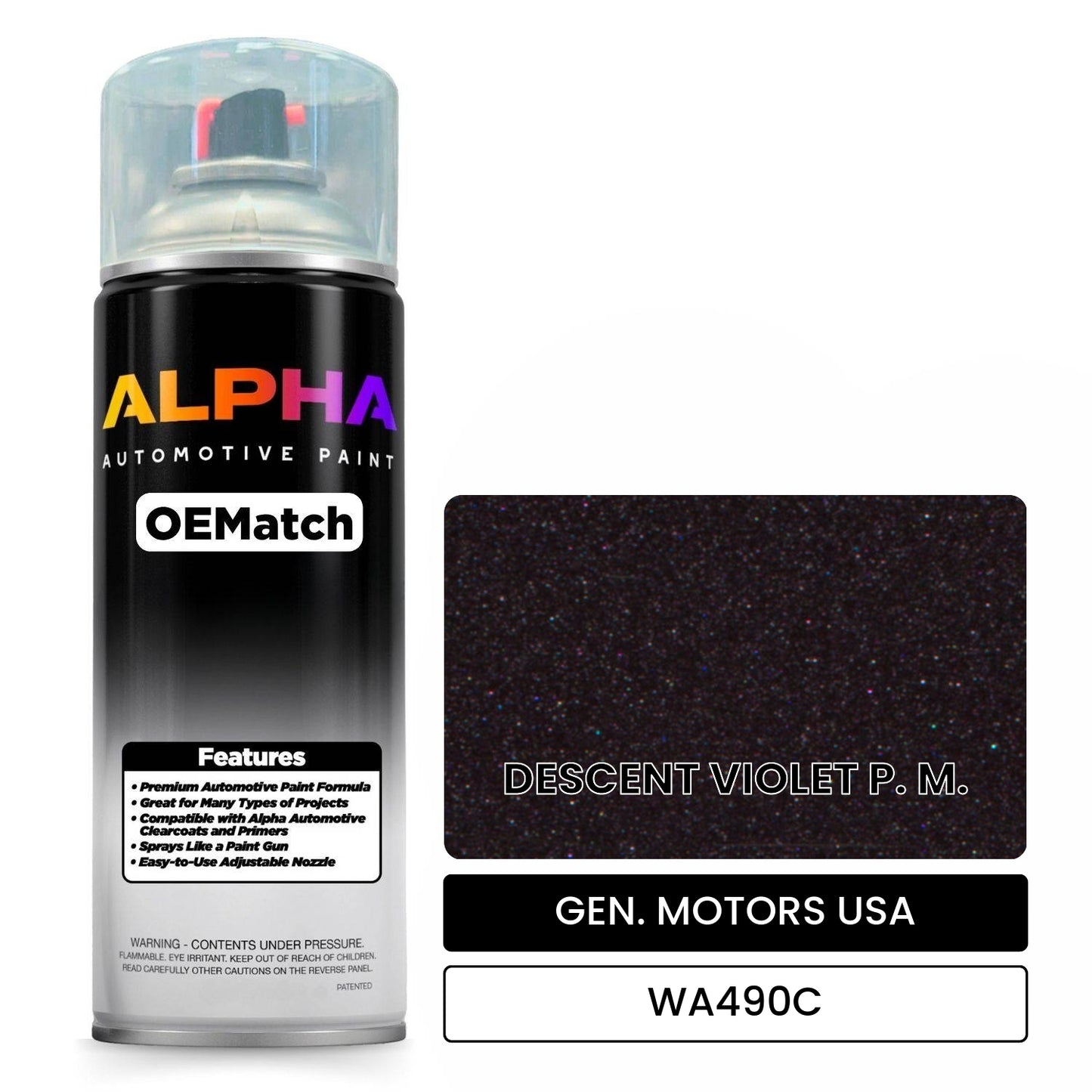 GEN. MOTORS USA DESCENT VIOLET P. M. WA490C OEMatch Spraycan