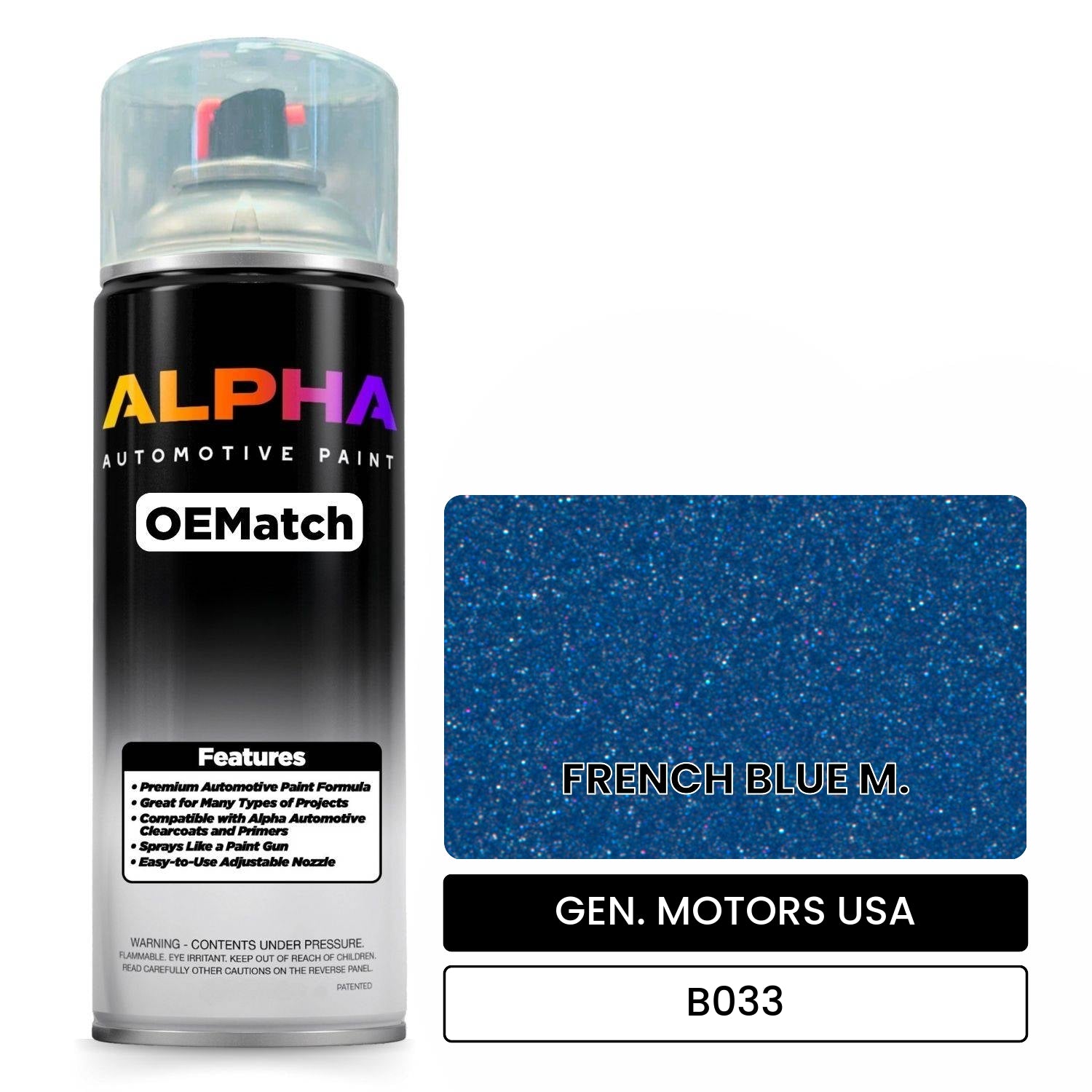 GEN. MOTORS USA FRENCH BLUE M. B033 OEMatch Spraycan