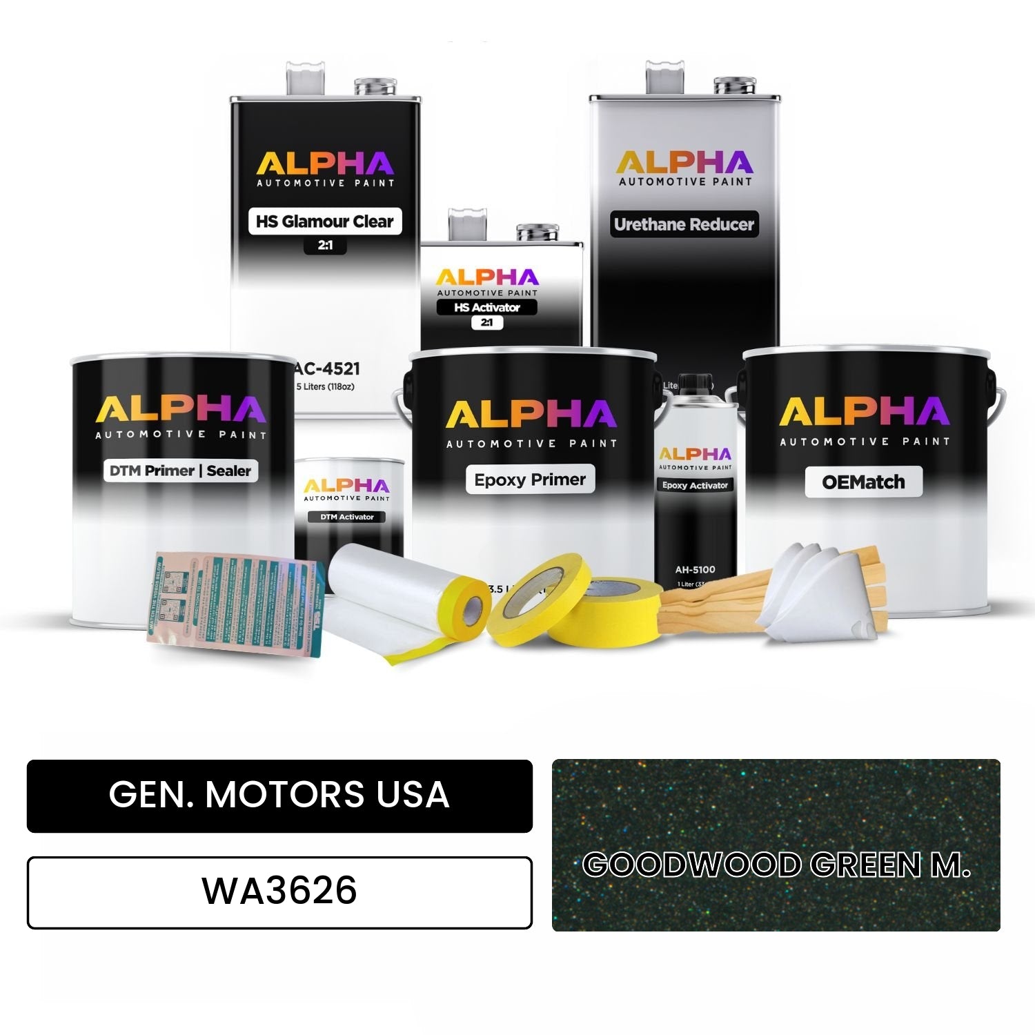 GEN. MOTORS USA GOODWOOD GREEN M. WA3626 OEMatch Vehicle Paint Kit