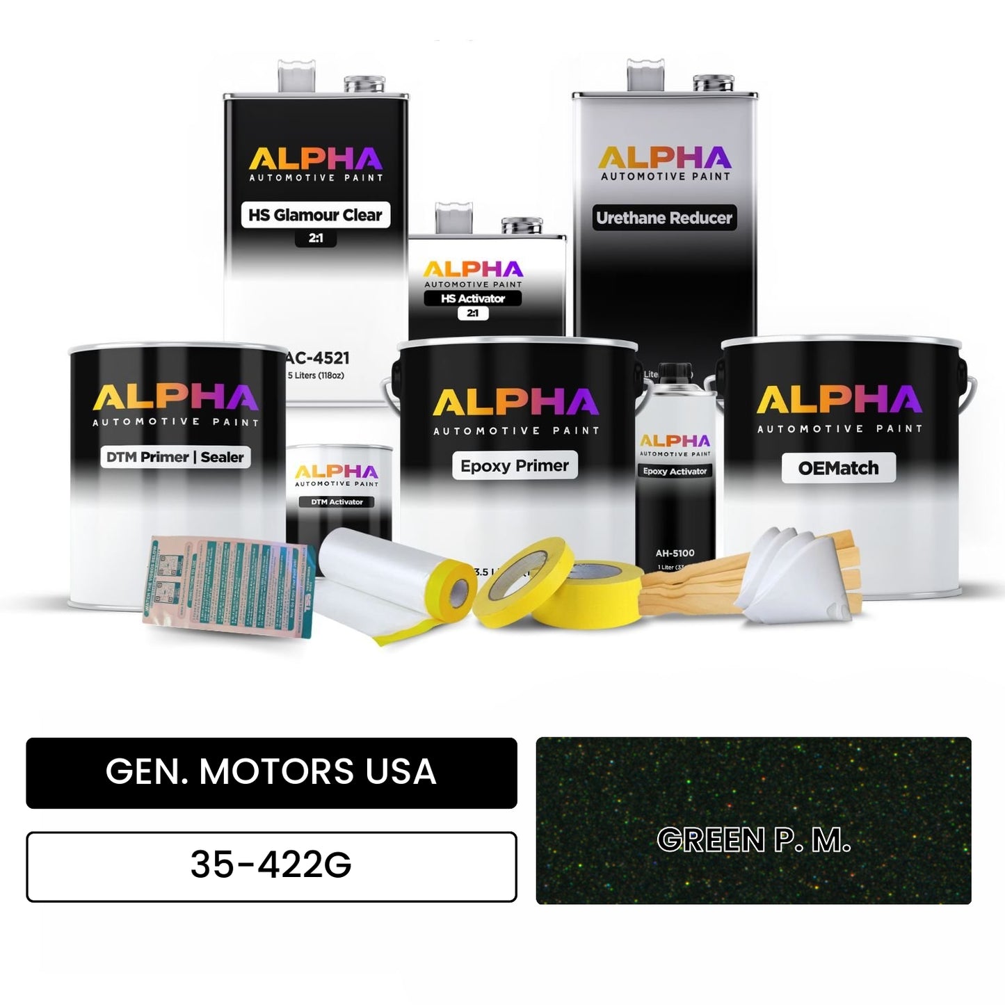 GEN. MOTORS USA GREEN P. M. 35-422G OEMatch Vehicle Paint Kit