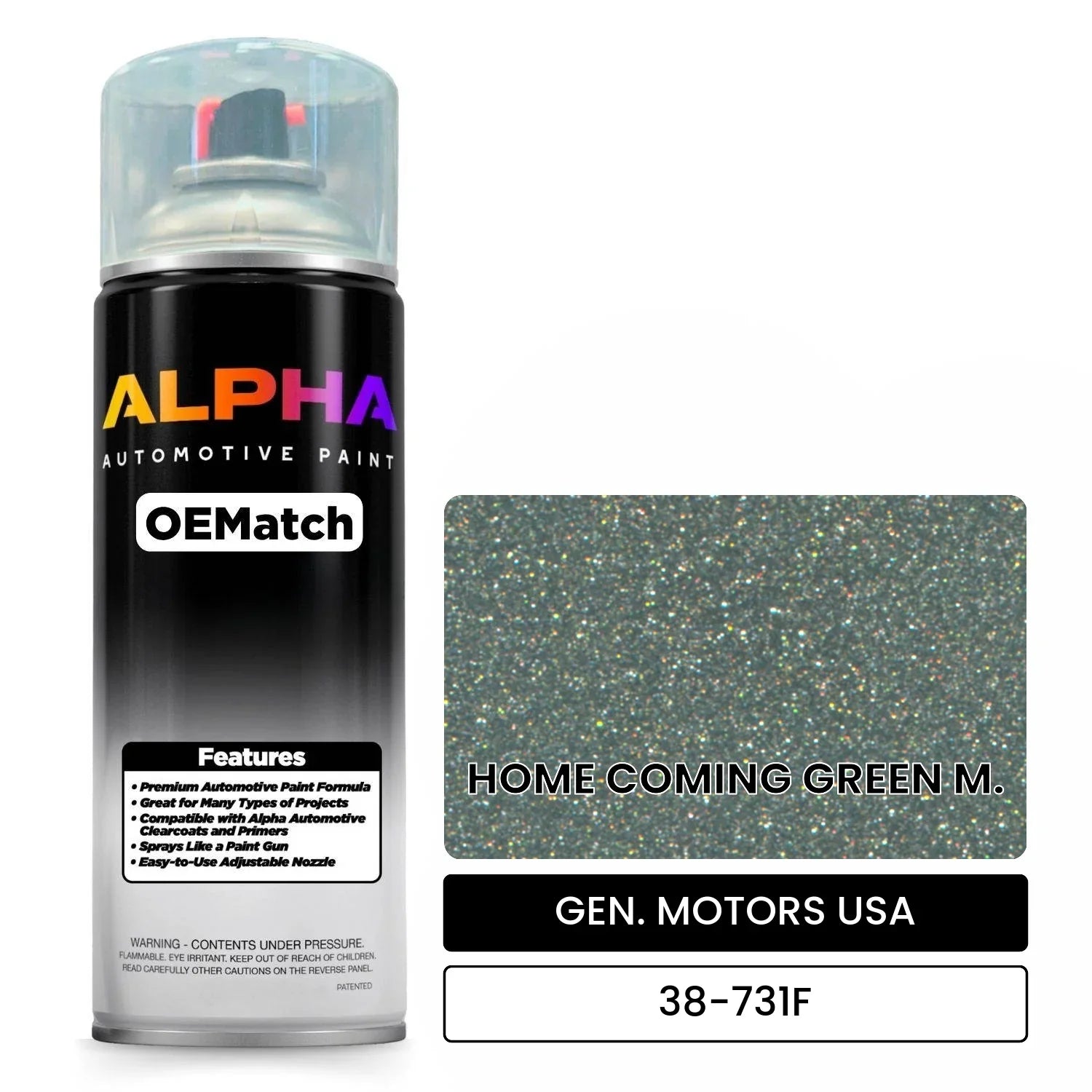 GEN. MOTORS USA HOME COMING GREEN M. 38-731F OEMatch Spraycan