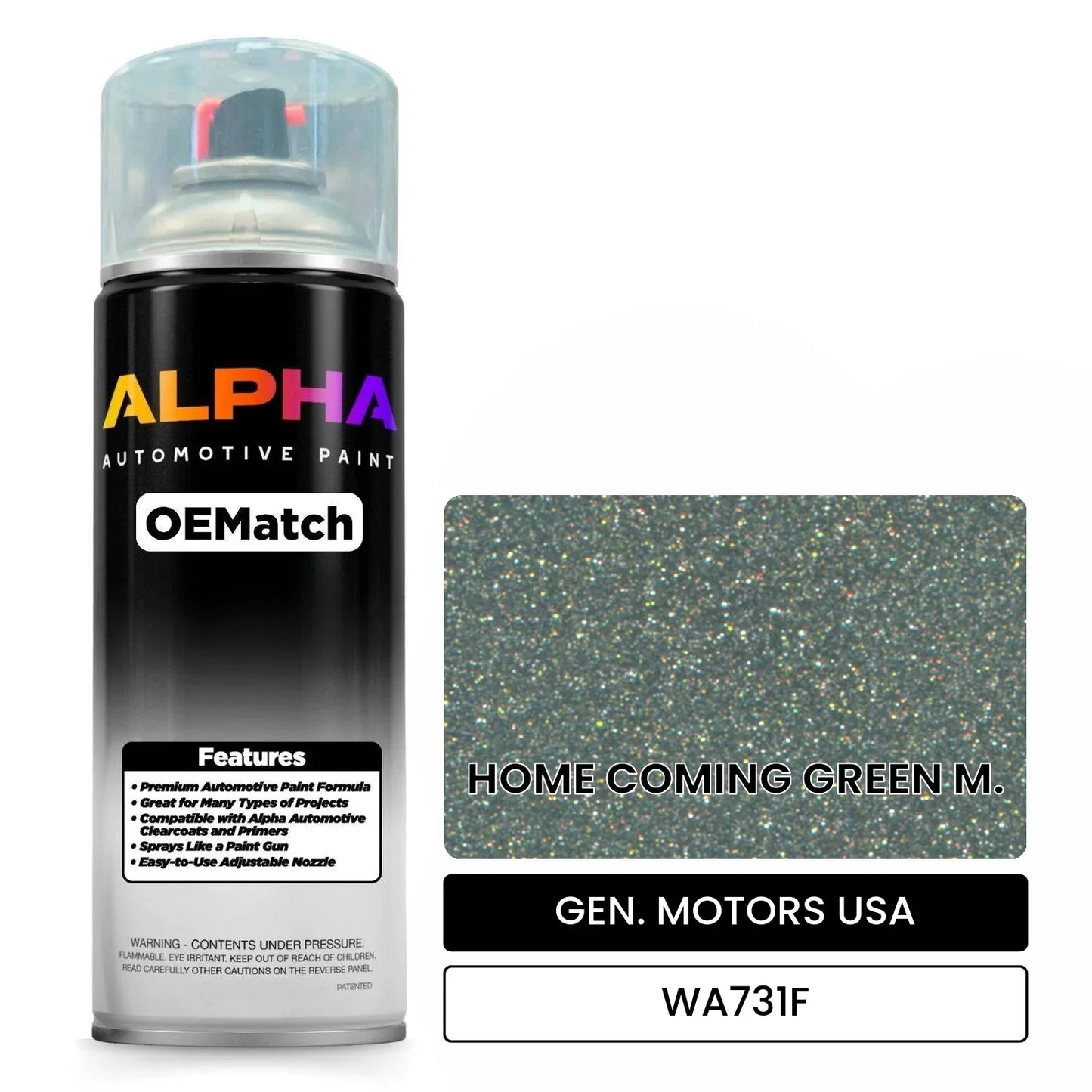 GEN. MOTORS USA HOME COMING GREEN M. WA731F OEMatch Spraycan