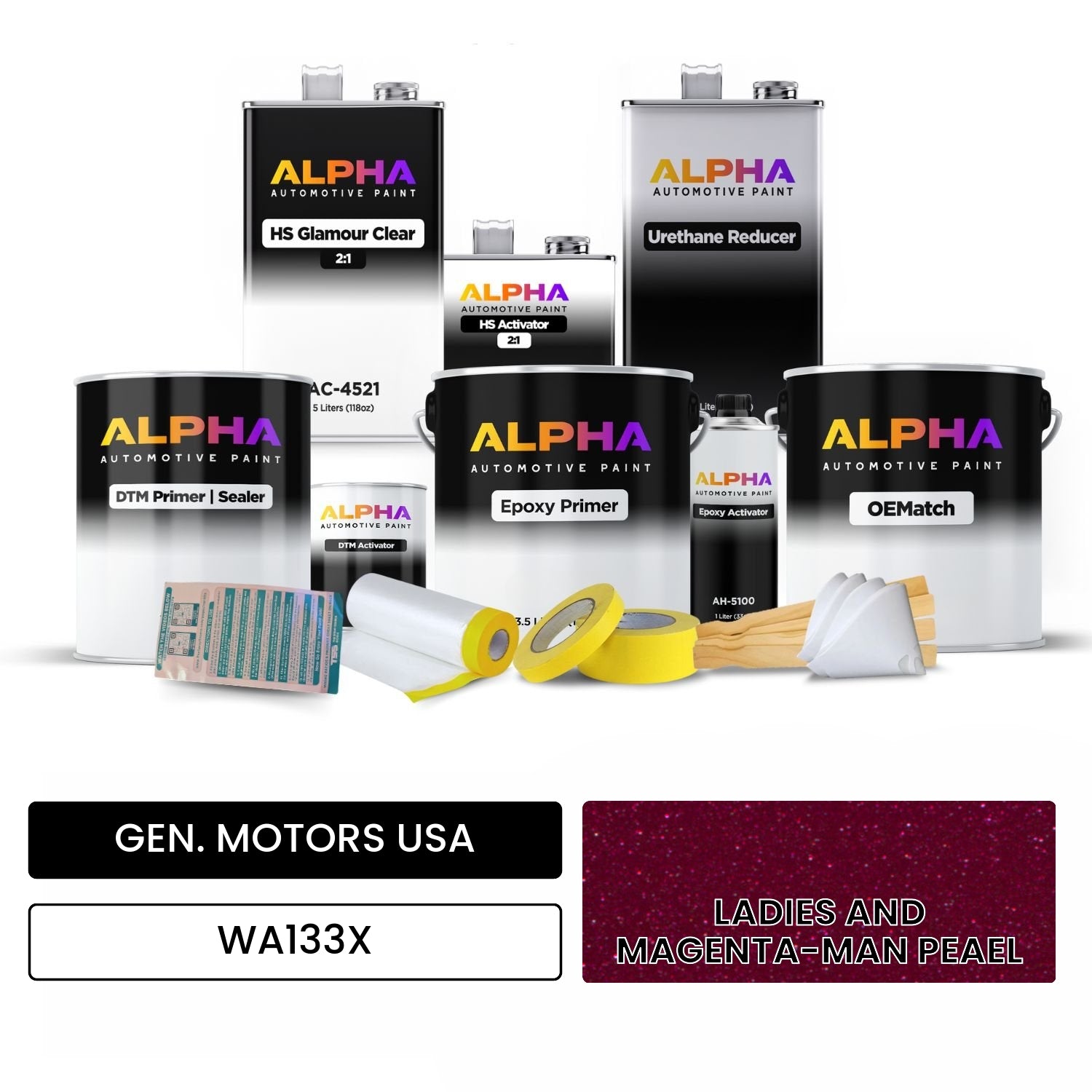 GEN. MOTORS USA LADIES AND MAGENTA-MAN PEAEL WA133X OEMatch Vehicle Paint Kit