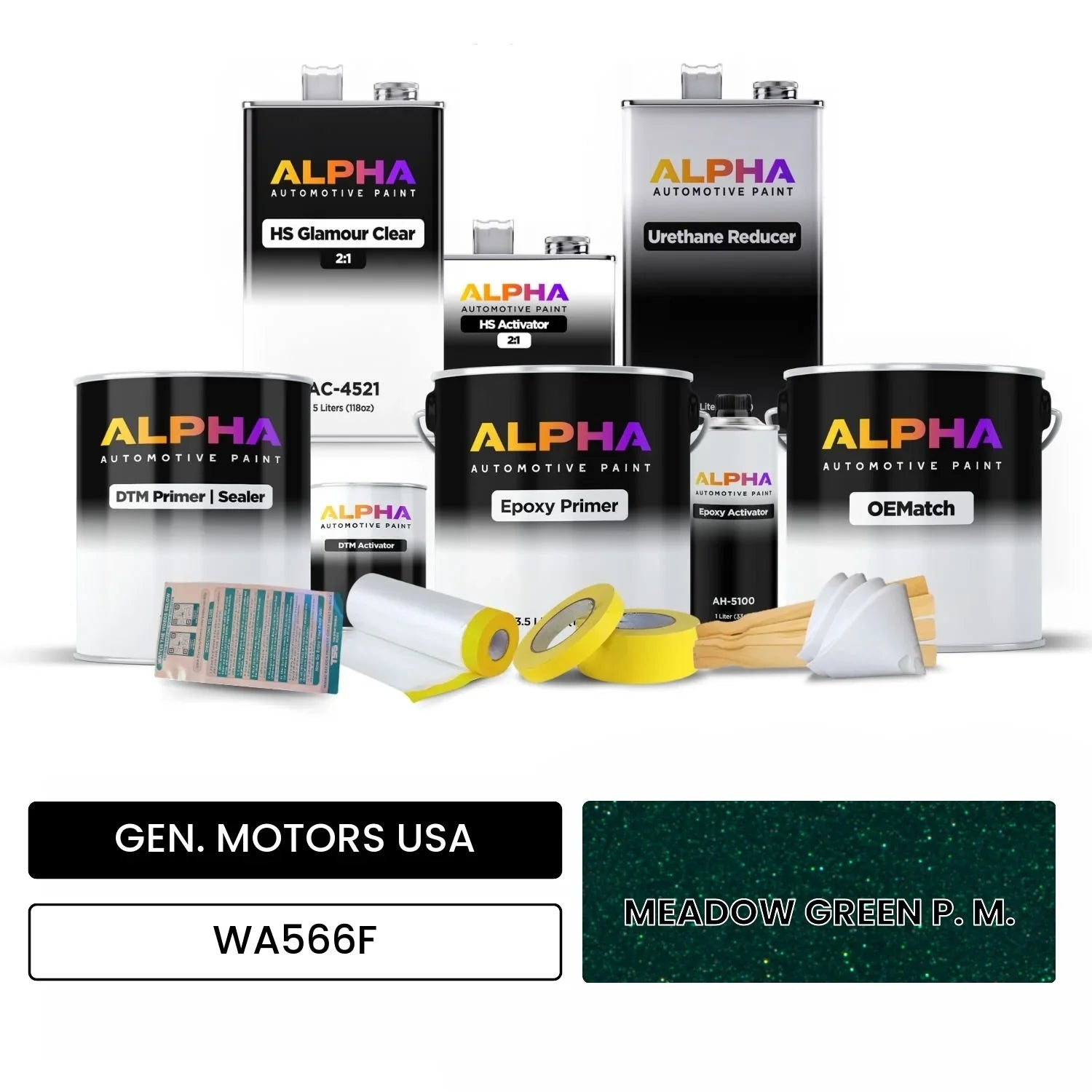 GEN. MOTORS USA MEADOW GREEN P. M. WA566F OEMatch Vehicle Paint Kit