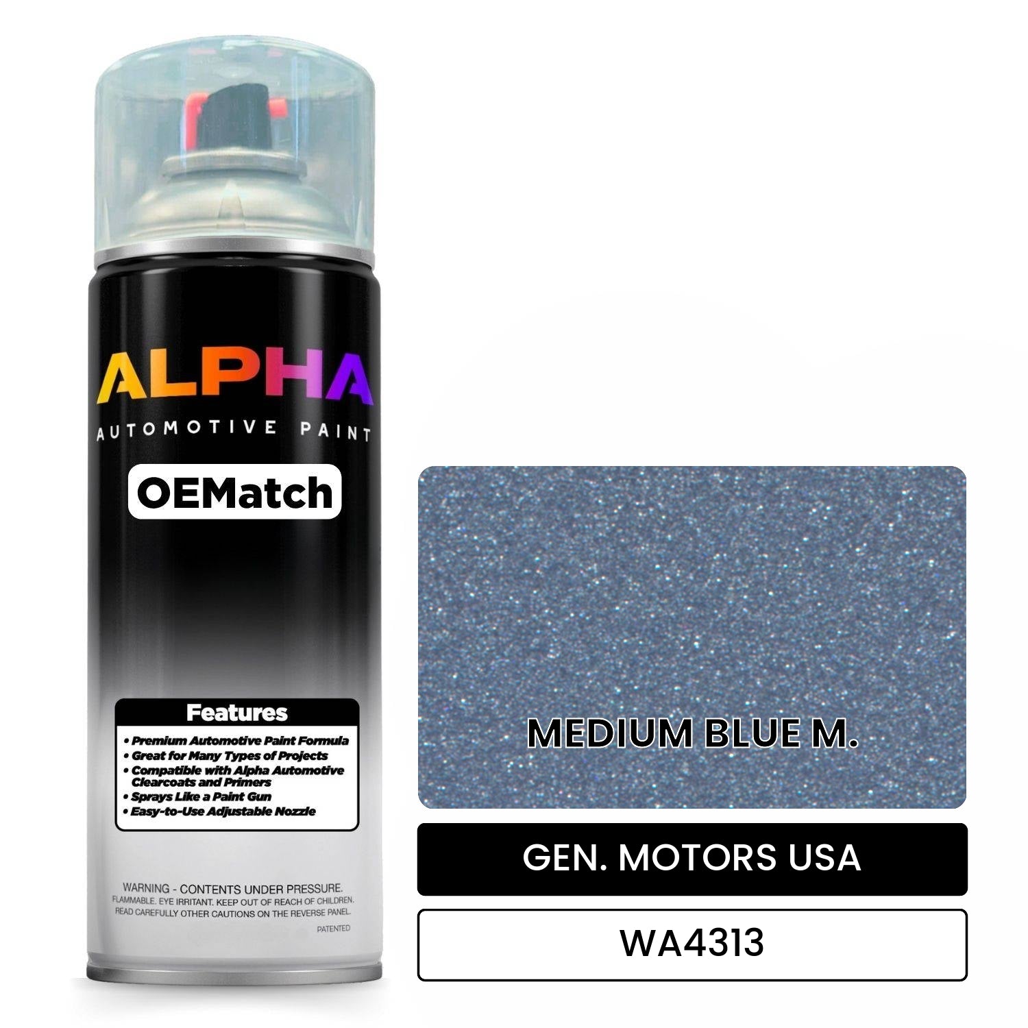 GEN. MOTORS USA MEDIUM BLUE M. WA4313 OEMatch Spraycan
