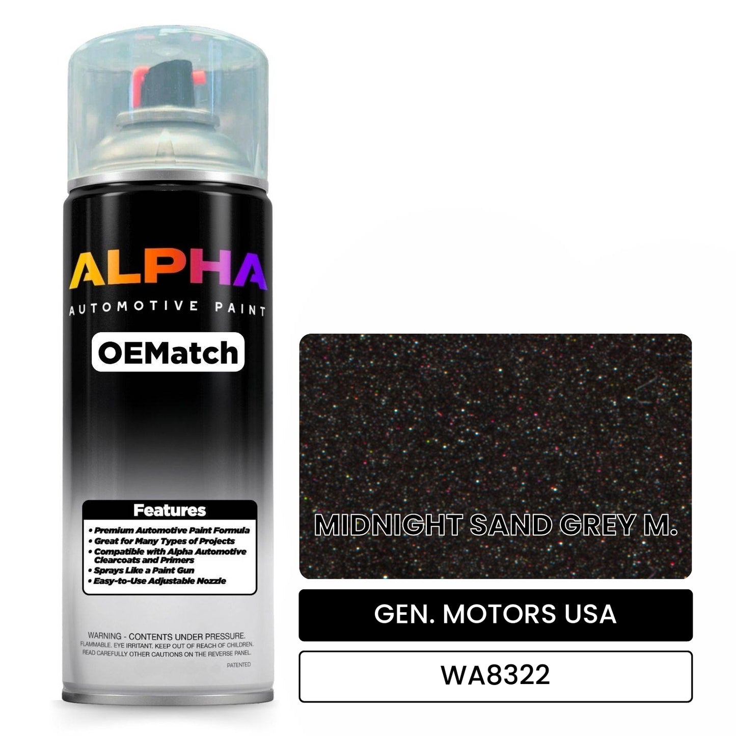 GEN. MOTORS USA MIDNIGHT SAND GREY M. WA8322 OEMatch Spraycan