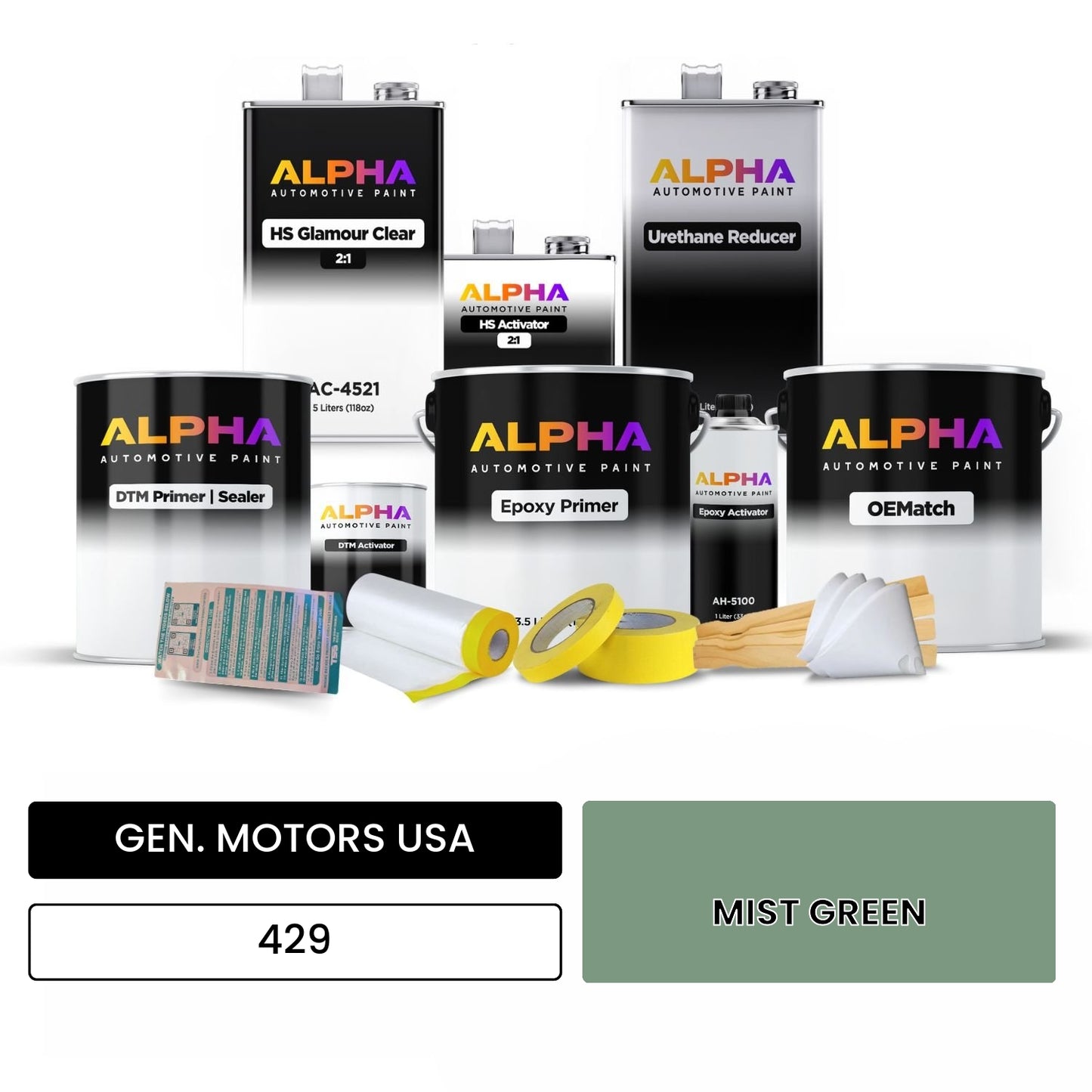 GEN. MOTORS USA MIST GREEN 429 OEMatch Vehicle Paint Kit
