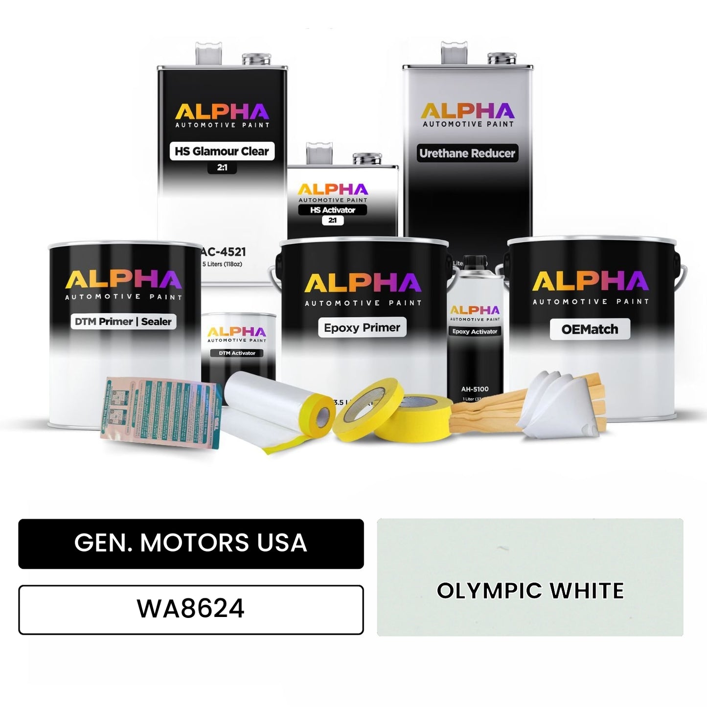 GEN. MOTORS USA OLYMPIC WHITE WA8624 OEMatch Vehicle Paint Kit