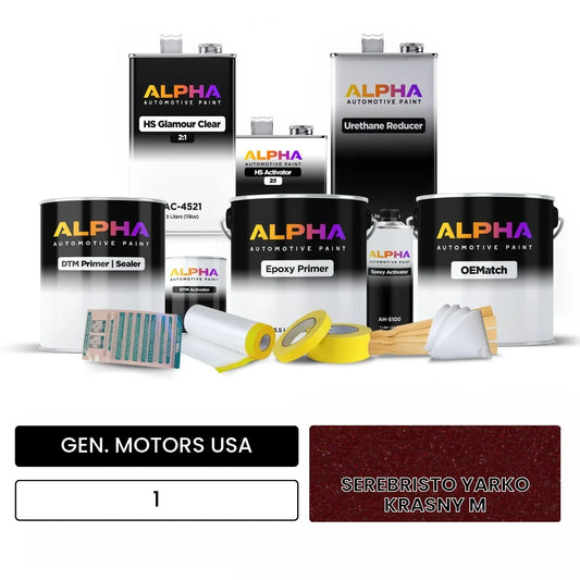 GEN. MOTORS USA SEREBRISTO YARKO KRASNY M 1 OEMatch Vehicle Paint Kit