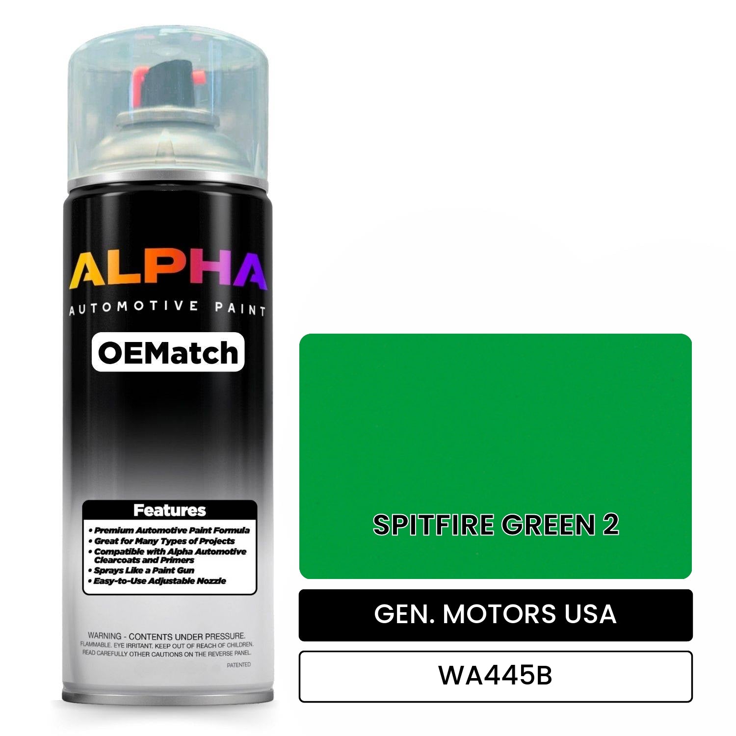 GEN. MOTORS USA SPITFIRE GREEN 2 WA445B OEMatch Spraycan