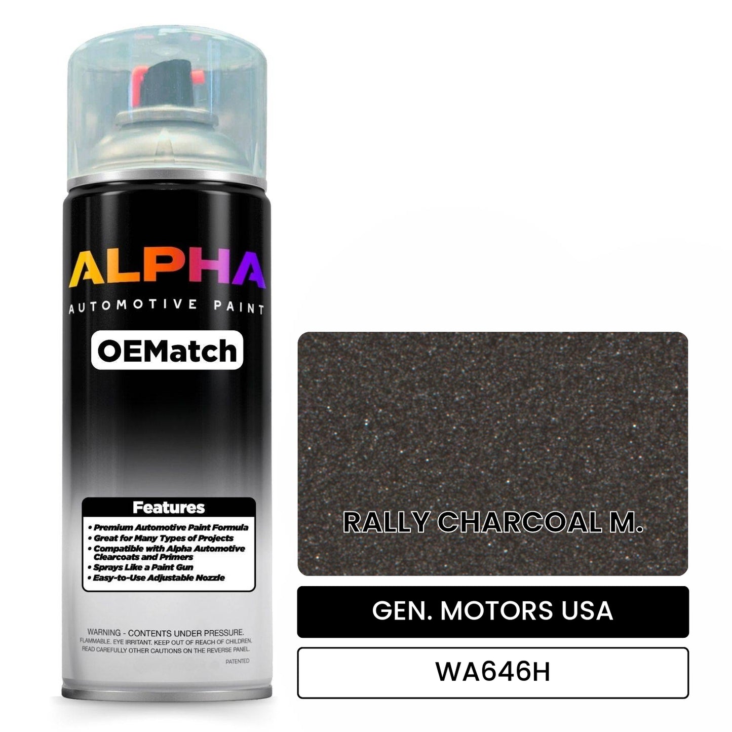 GEN. MOTORS USA RALLY CHARCOAL M. WA646H OEMatch Spraycan