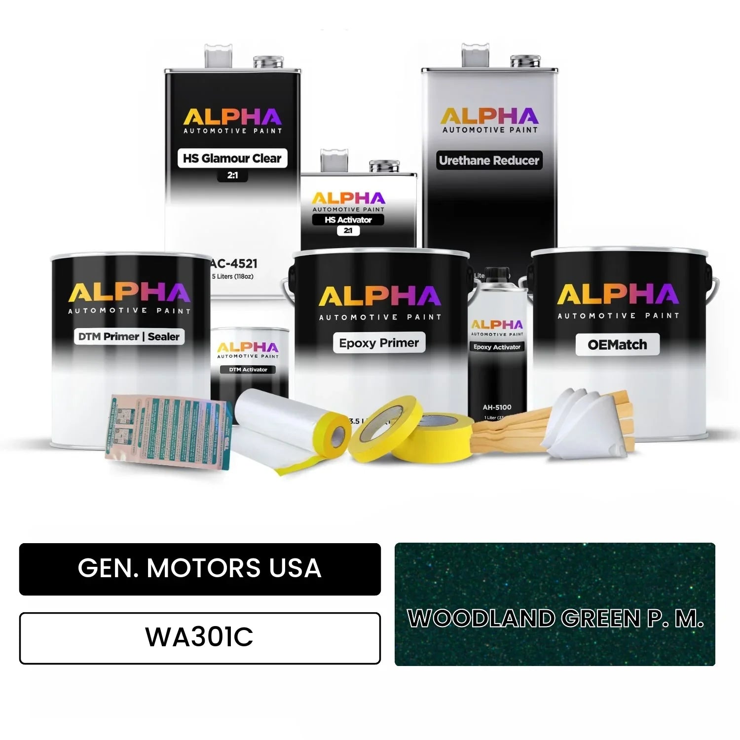 GEN. MOTORS USA WOODLAND GREEN P. M. WA301C OEMatch Vehicle Paint Kit