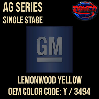 GM Lemonwood Yellow | Y / 3494 | 1966 | OEM AG Series Single Stage - The Spray Source - Tamco Paint Manufacturing