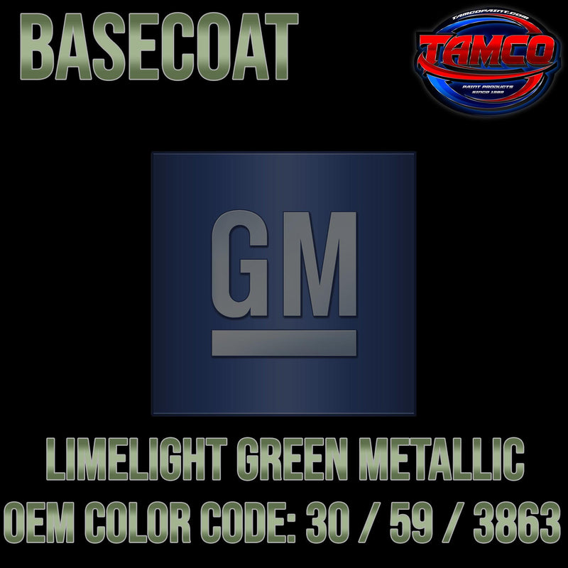 GM Limelight Green Metallic | 30 / 59 / 3863 | 1969 | OEM Basecoat - The Spray Source - Tamco Paint Manufacturing