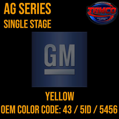 GM Yellow | 43 / 5ID / 5456 | 2001-2008 | OEM AG Series Single Stage - The Spray Source - Tamco Paint Manufacturing