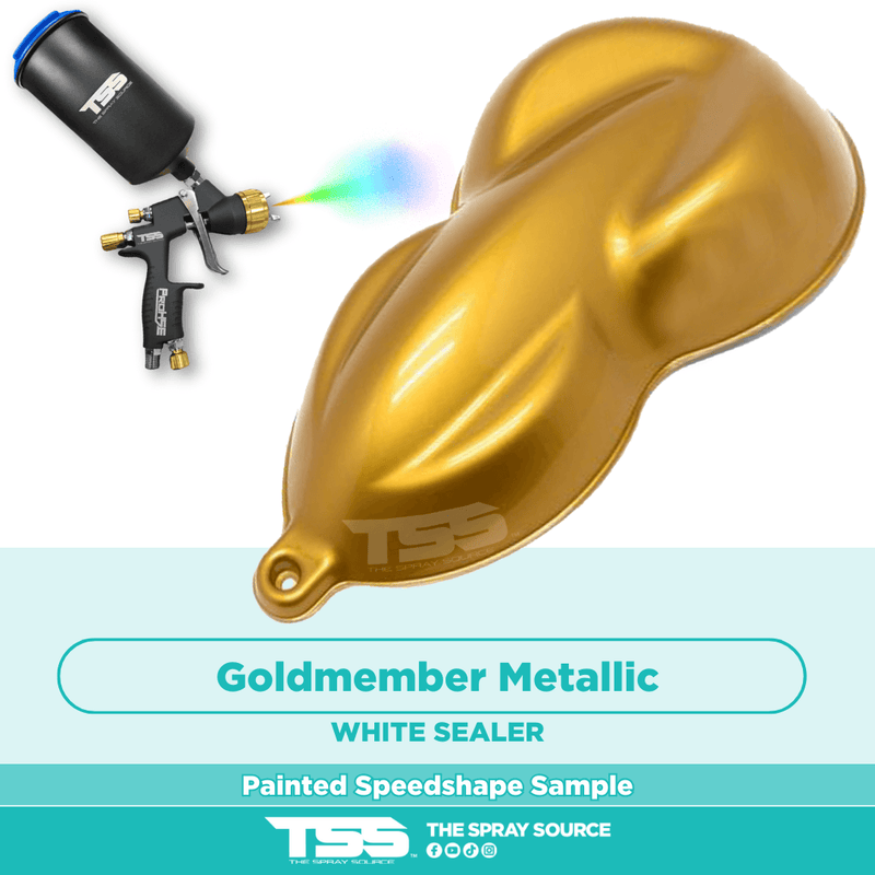 Goldmember Metallic Pre-Sprayed Speedshape Paint Sample (White Ground Coat) - The Spray Source - Tamco Paint