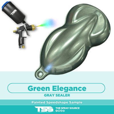 Green Elegance Pre-Sprayed Speedshape Paint Sample (Grey Ground Coat) - The Spray Source - Alpha Pigments