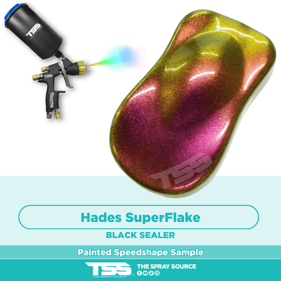 Hades SuperFlake Pre-Sprayed Speedshape Paint Sample (Black Ground Coat) - The Spray Source - Alpha Pigments