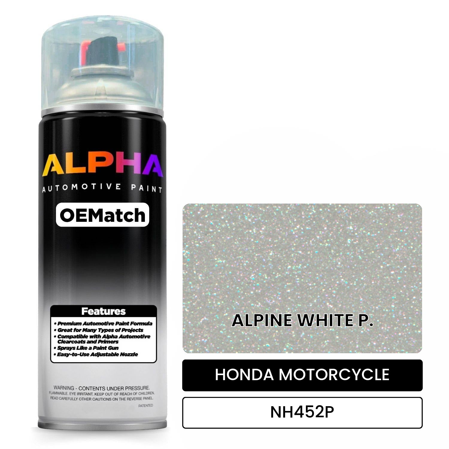 HONDA MOTORCYCLE ALPINE WHITE P. NH452P OEMatch Spraycan