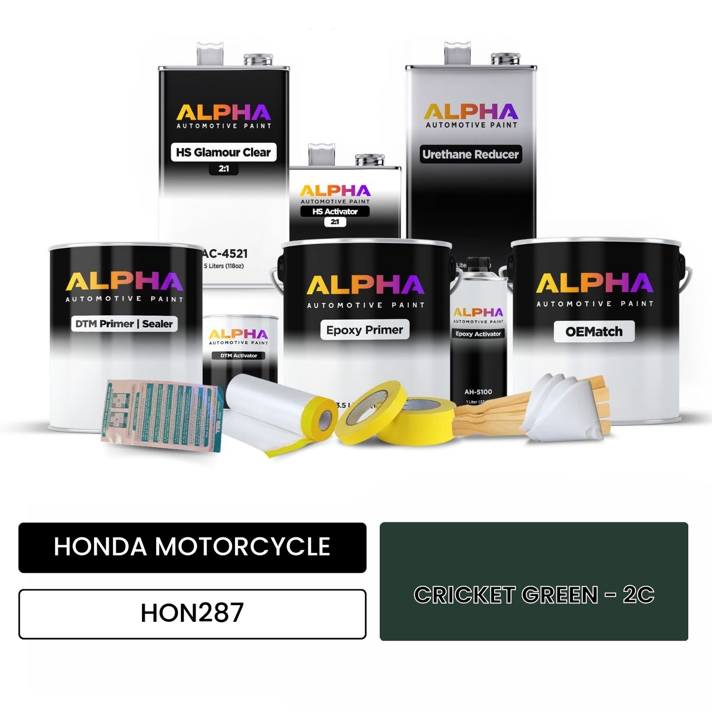 HONDA MOTORCYCLE CRICKET GREEN - 2C HON287 OEMatch Vehicle Paint Kit