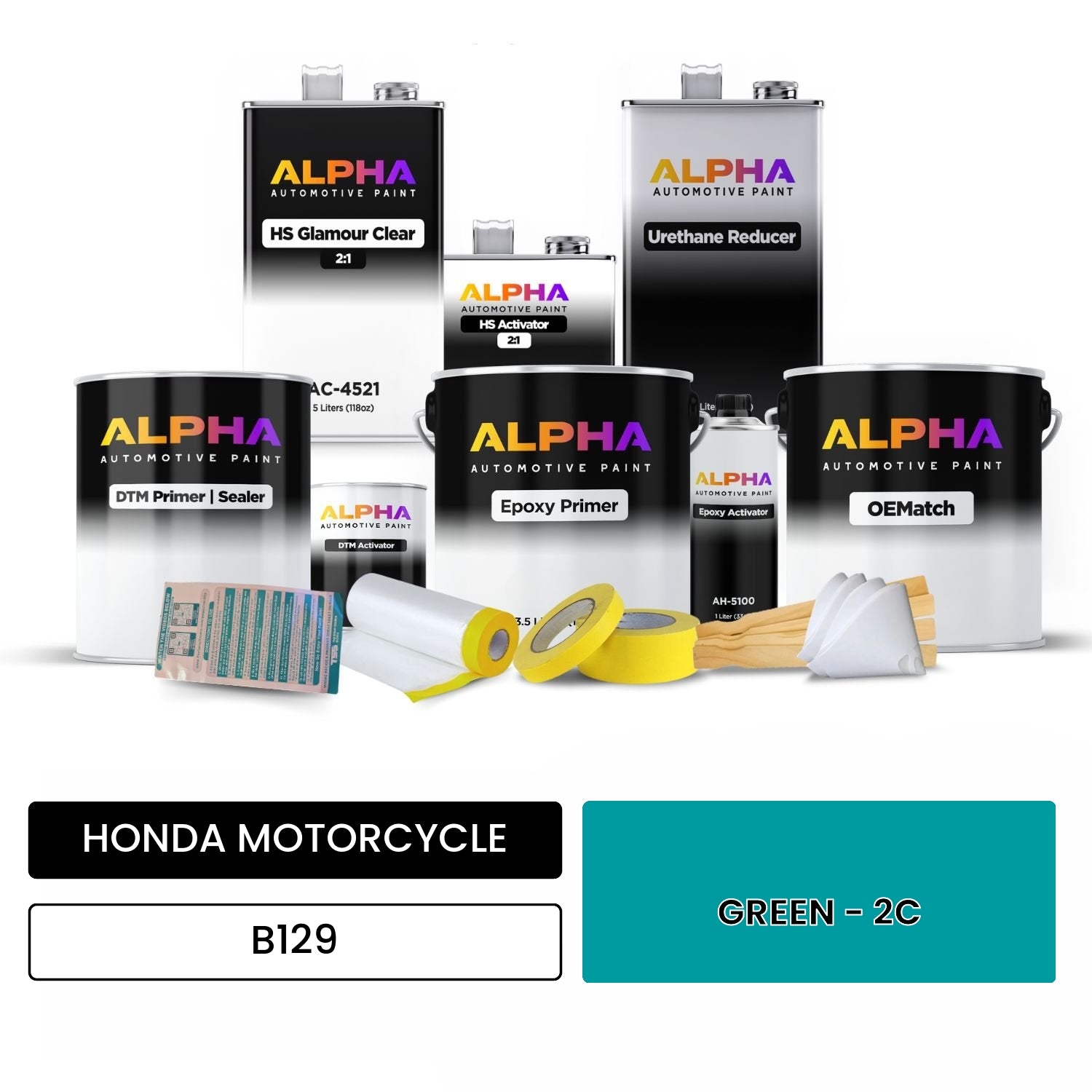 HONDA MOTORCYCLE GREEN - 2C B129 OEMatch Vehicle Paint Kit