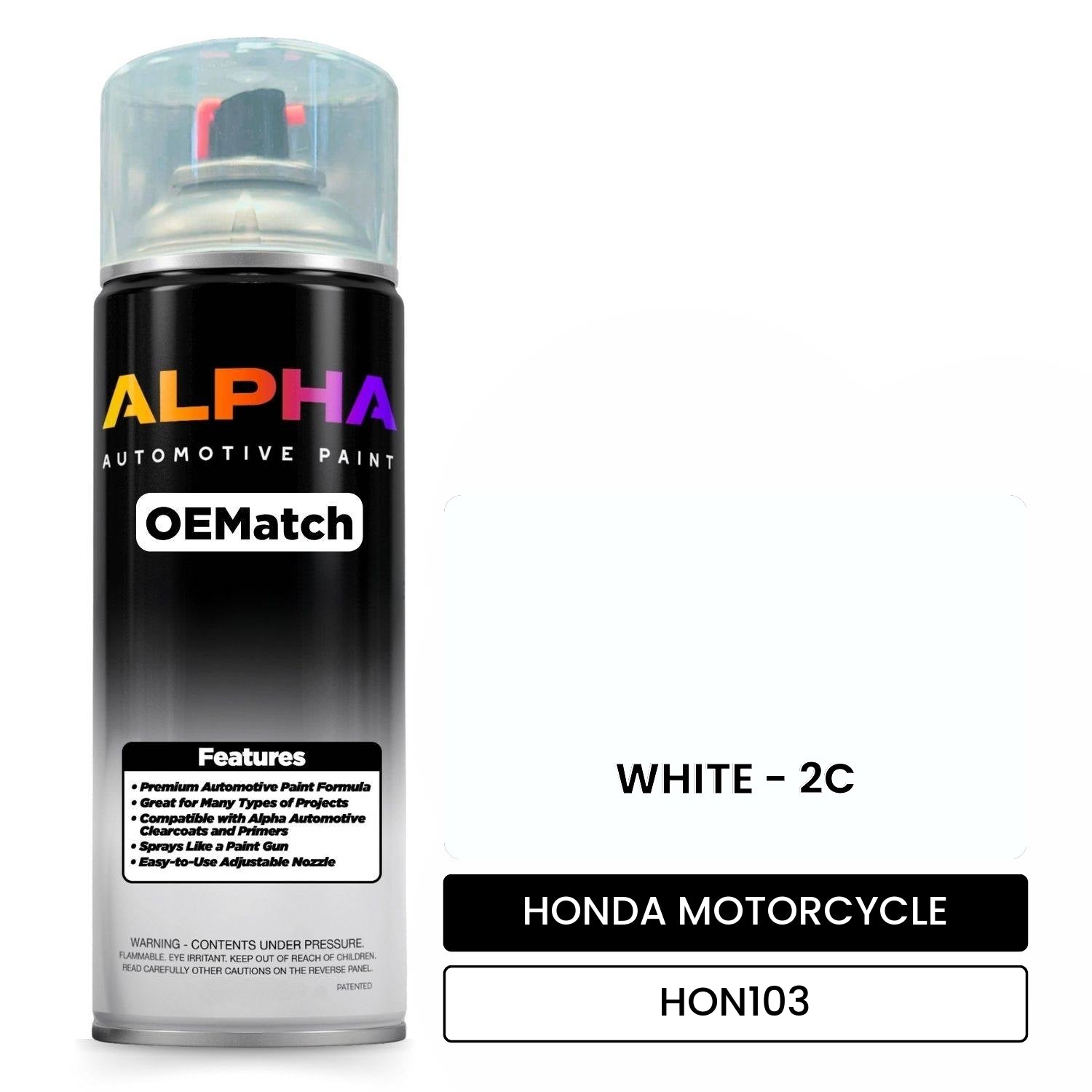 HONDA MOTORCYCLE WHITE - 2C HON103 OEMatch Spraycan