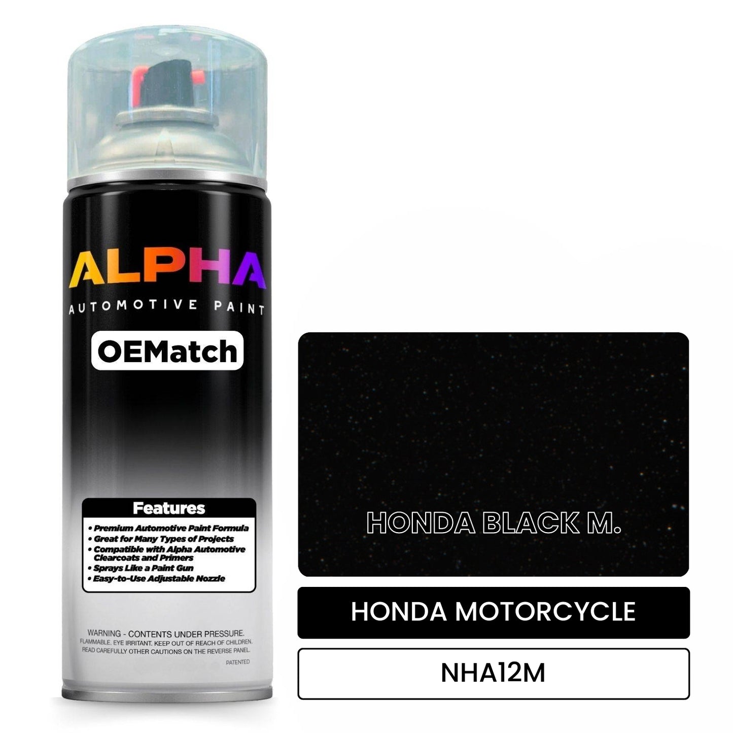 HONDA MOTORCYCLE HONDA BLACK M. NHA12M OEMatch Spraycan