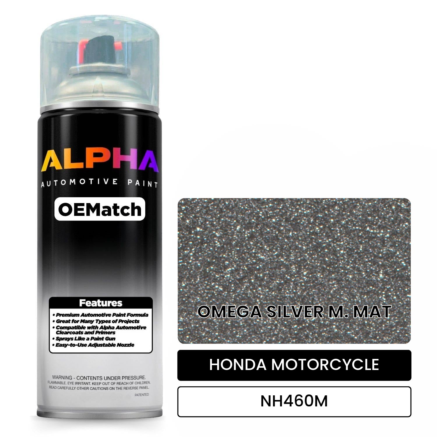 HONDA MOTORCYCLE OMEGA SILVER M. MAT NH460M OEMatch Spraycan