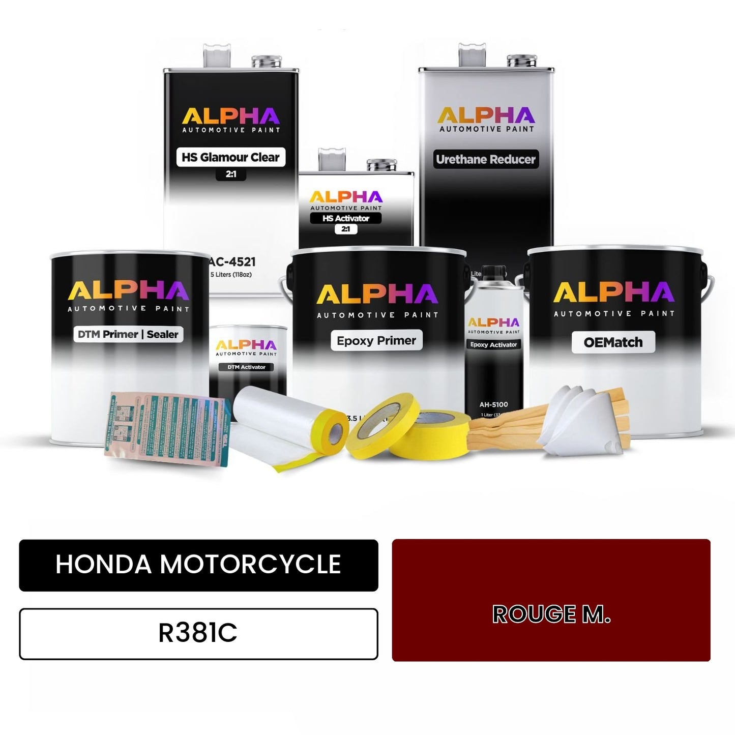 HONDA MOTORCYCLE ROUGE M. R381C OEMatch Vehicle Paint Kit