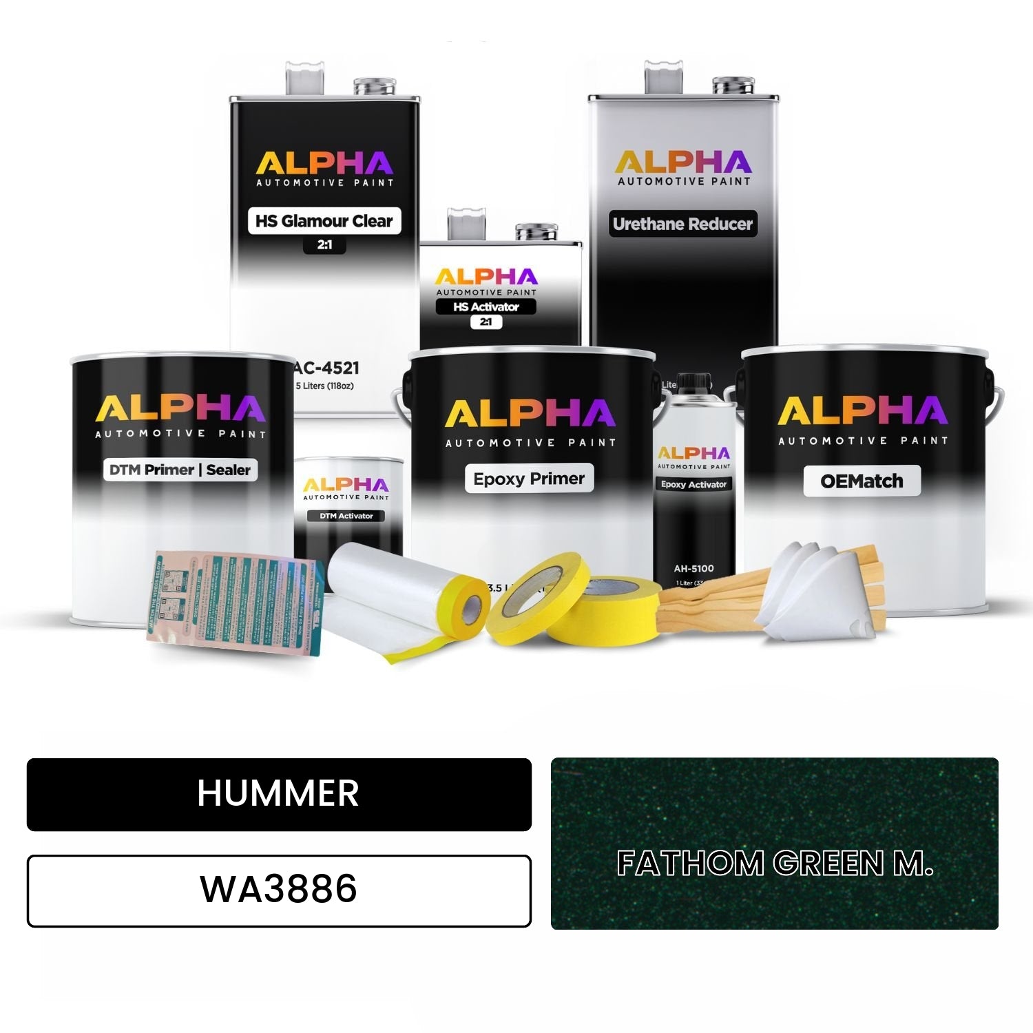HUMMER FATHOM GREEN M. WA3886 OEMatch Vehicle Paint Kit