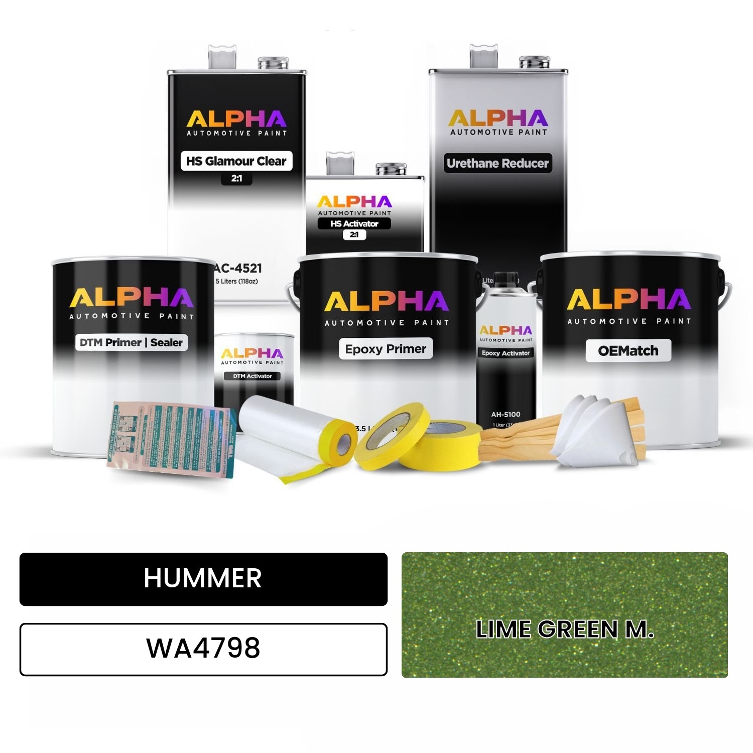 HUMMER LIME GREEN M. WA4798 OEMatch Vehicle Paint Kit