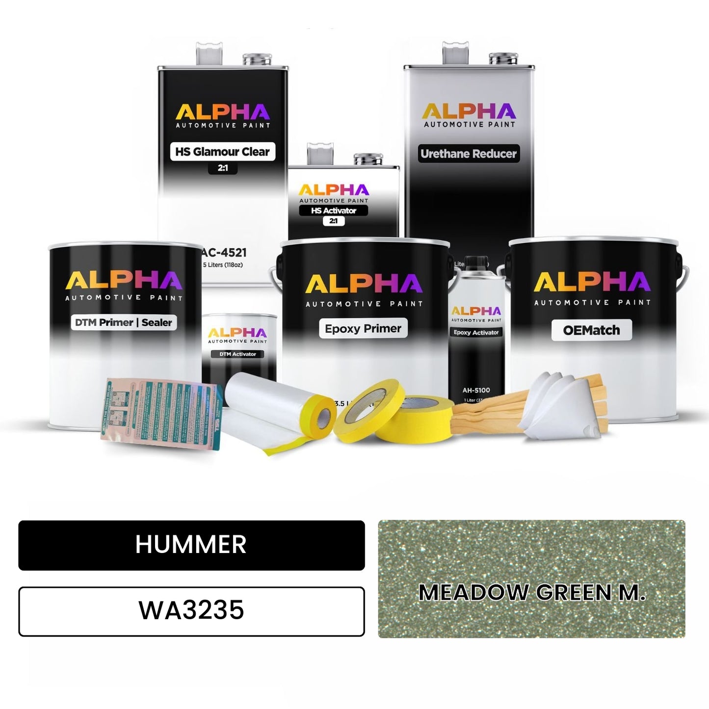 HUMMER MEADOW GREEN M. WA3235 OEMatch Vehicle Paint Kit